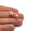 Rose Gold Turtle Earring, 2 Rose Gold Plated Brass Turtle Stud Earrings (10x18mm) N0997 A1546