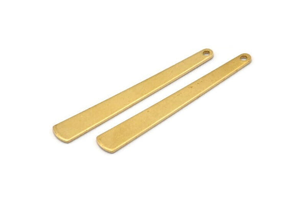 Brass Necklace Bar, 24 Raw Brass Stamping Necklace Blanks With 1 Hole (43x6x3x0.80mm) D0583