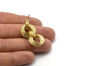 Brass Chain Earring, 2 Raw Brass Round Shaped Soldered Chain Stud Earrings N1826