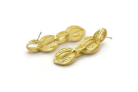 Brass Chain Earring, 2 Raw Brass Marquise Shaped Soldered Chain Stud Earrings N1825