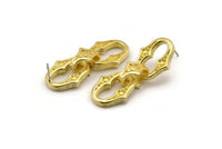 Brass Chain Earring, 2 Raw Brass Soldered Chain Stud Earrings N1822