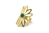 Gold Ring Setting, Gold Plated Brass Flower Ring With 1 Stone Settings - Pad Size 6mm N1793