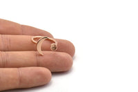 Rose Gold Ring Settings, 2 Rose Gold Plated Brass Moon And Planet Ring With 1 Stone Setting - Pad Size 4mm N0799 Q0816