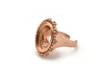 Duke Ring Settings - 1 Rose Gold Plated Brass Duke Adjustable Ring Setting with Pad Size (20x15mm) E387 Q0557