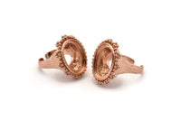 Duke Ring Settings - 1 Rose Gold Plated Brass Duke Adjustable Ring Setting with Pad Size (20x15mm) E387 Q0557