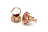 Duke Ring Settings - 1 Rose Gold Plated Brass Duke Adjustable Ring Setting with Pad Size (20x15mm) E387 Q0557