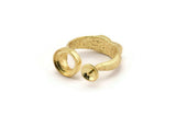 Adjustable Ring Settings, 1 Gold Plated Adjustable Rings with 2 Stone Settings - Pad Size 10mm N0232 Q0246