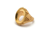 Duke Ring Settings - 1 Gold Plated Brass Duke Adjustable Ring Setting with Pad Size (20x15mm) E386