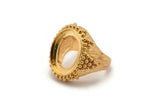 Duke Ring Settings - 1 Gold Plated Brass Duke Adjustable Ring Setting with Pad Size (20x15mm) E386