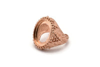 Duke Ring Settings - 1 Rose Gold Plated Brass Duke Adjustable Ring Setting with Pad Size (20x15mm) E386