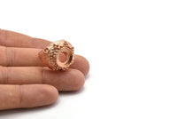 Duke Ring Settings - 1 Rose Gold Plated  Brass Duke Adjustable Ring Setting with 2 Holes - Pad Size 12mm E385 Q0542