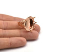 Crown Ring Settings, 1 Rose Gold Plated Crown Ring Setting with Pad Size 20mm U048