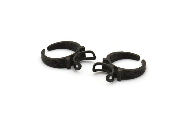 Black Ring Setting, 1 Oxidized Brass Black Ring Settings With 2 Claws, Ring Blanks (21x27x1.6mm) U112 S291