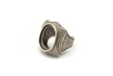 Antique Silver Ring Setting, 1 Antique Silver Plated Ring Setting with Pad Size 21x15mm U052