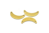 Brass Moon Charm, 24 Raw Brass Crescent Moon Charms With 2 Holes, Blanks (20x6x0.80mm) A2180