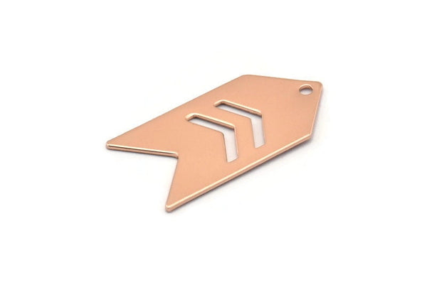 Arrow Chevron Pendant, 2 Rose Gold Plated Brass Arrow Stamping Pendant Tags With Chevron And 1 Hole (15x30x0.80mm) B0082