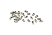 Steel Chain Connector, 100 Silver Tone Stainless Steel Ball Chain Connector Clasps For 1.2mm To 1.5mm Ball Chain, Findings (6x2mm) D0551