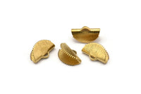 Brass Ribbon Crimp, 24 Raw Brass Textured Ribbon Crimp Ends With 1 Loop, Findings (15x10mm) D0557