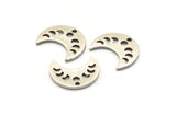 Silver Moon Charm, 12 Antique Silver Brass Crescent Moon Phases Charms With 1 Hole (15x8x1mm) M01867