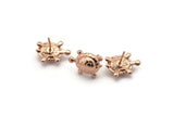 Rose Gold Turtle Earring, 2 Rose Gold Plated Brass Turtle Stud Earrings (10x18mm) N0997 A1546