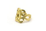 Brass Ring, 2 Raw Brass Rings With 1 Stone Settings - Pad Size 6x4mm N1856