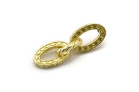 Brass Chain Earring, 2 Raw Brass Oval Shaped Soldered Chain Stud Earrings N1834