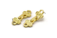 Brass Chain Earring, 2 Raw Brass Honeycomb Shaped Soldered Chain Stud Earrings N1824