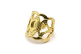 Brass Ring Setting, Raw Brass Duke Ring With 1 Stone Settings - Pad Size 4x6mm N1897