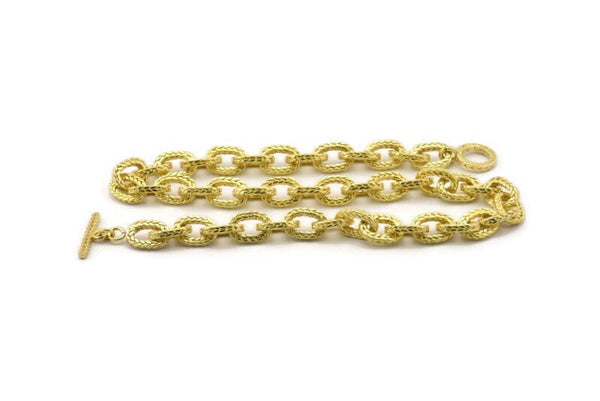 Brass Necklace Chain, Raw Brass Rope Chain Necklace, Chain Choker Necklace (45cm - 17.7 inc) 16x11x3mm N1838