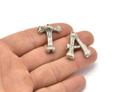 Silver Letter Charm, Antique Silver Plated Brass Bamboo Letter Alphabets, Silver Letter, İnitial Charms, Uppercase, Letter Initial Pendants