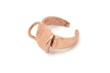 Pink Ring Setting, 1 Rose Gold Plated Brass Gorgeous Ring Settings With 2 Claws, Ring Blanks (14.5x12.5x1.2mm) BS 1911