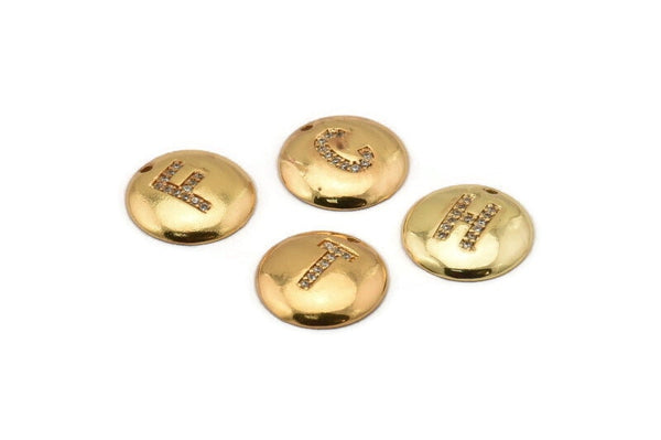 Gold Letter Charm, Gold Plated Brass White Zircone Stone Letter, Gold –  Yakutum Ltd.