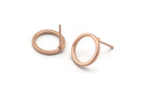 Rose Gold Circle Earring, 6 Rose Gold Plated Brass Circle Stud Earrings (12mm) N0442 A1132 Q0705