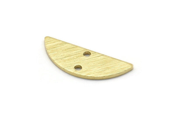 Semi Circle Charm, 24 Textured Raw Brass Half Moon Charms With 2 Holes, Blanks, Stamping Blanks (7x18x0.80mm) M03041