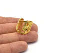 Brass Ring Setting, Raw Brass Duke Ring With 1 Stone Settings - Pad Size 6mm N0621