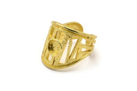 Brass Ring Setting, Raw Brass Duke Ring With 1 Stone Settings - Pad Size 6mm N0621