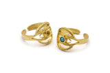 Brass Ring Setting, 2 Raw Brass Duke Rings With 1 Stone Setting - Pad Size 3mm N0577