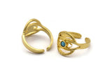 Brass Ring Setting, 2 Raw Brass Duke Rings With 1 Stone Setting - Pad Size 3mm N0577