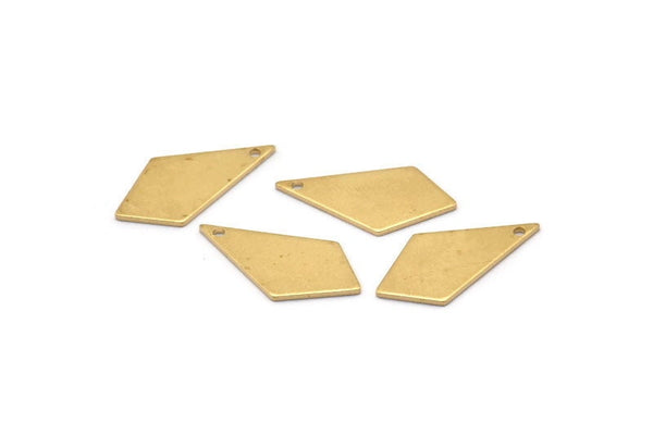 Brass Diamond Charm, 24 Raw Brass Rhombus Stamping Blanks With 1 Hole, Earrings, Findings (20x10x0.80mm) D1413