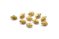 Brass Acorn Bead, 12 Raw Brass Acorn Beads With 1 Loop, Connectors, Beads (10x6mm) BS 2207