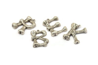 Silver Letter Charm, Antique Silver Plated Brass Bamboo Letter Alphabets, Silver Letter, İnitial Charms, Uppercase, Letter Initial Pendants