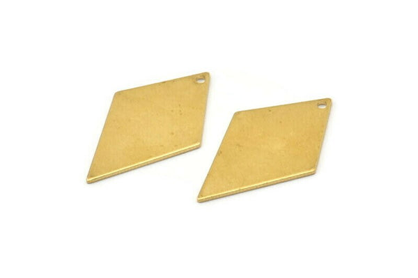 Brass Diamond Charm, 12 Raw Brass Diamond Stamping Blanks With 1 Hole, Earrings, Findings (28x17x0,80mm) D0702