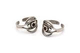 Silver Ring Setting, 2 Antique Silver Plated Brass Duke Rings With 1 Stone Setting - Pad Size 3mm N0577