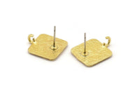 Brass Square Earring, 4 Raw Brass Square Sun Shaped Earring With 1 Loop (17x13mm) N1912