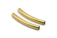 Brass Noodle Tube Bead, 12 Raw Brass Curved Tube Findings (6x50mm) Bt003 Brc257