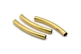 Brass Noodle Tube Bead, 12 Raw Brass Curved Tube Findings (6x50mm) Bt003 Brc257