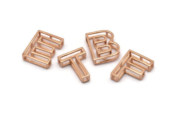 Rose Gold Letter,Rose Gold Plated Brass 3D Alphabet Letters, Rose Gold Letter Pendants, İnitial Charms,Uppercase,Personalized Initial Charms