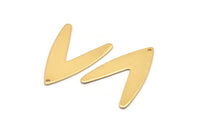 Gold Letter Charm, 2 Gold Plated Brass V Shape Charms With 1 Hole, Findings (31x22.5x0.80mm) D988 Q0885