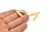 Gold Letter Charm, 2 Gold Plated Brass V Shape Charms With 1 Hole, Findings (31x22.5x0.80mm) D988 Q0885