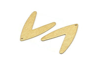 Brass Letter Charm, 12 Textured Raw Brass V Shape Charms With 1 Hole, Findings (31x22.5x0.80mm) D987